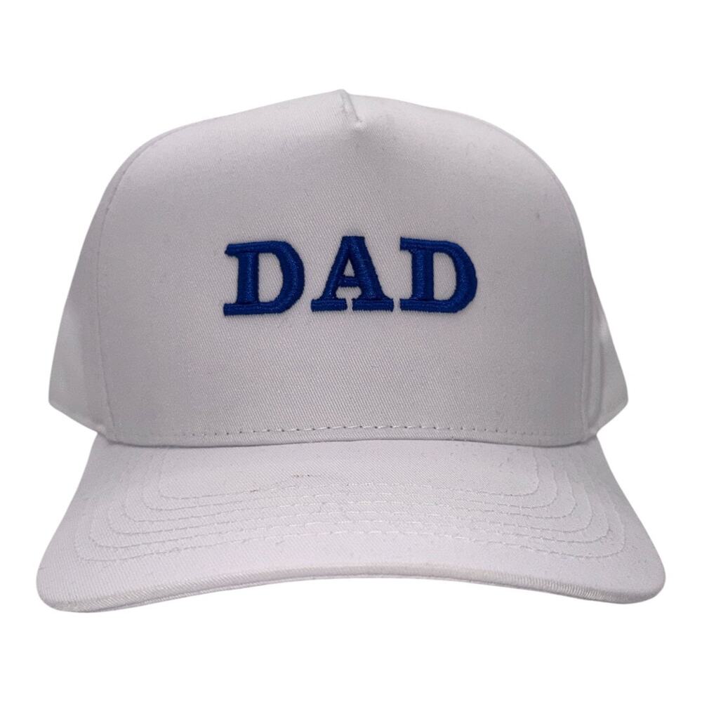White “DAD” Embroidered Hat | Classic Snapback Cap | Mad Capper